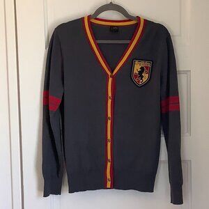Harry Potter cardigan sweater medium adult Gryffindor grey red yellow crest